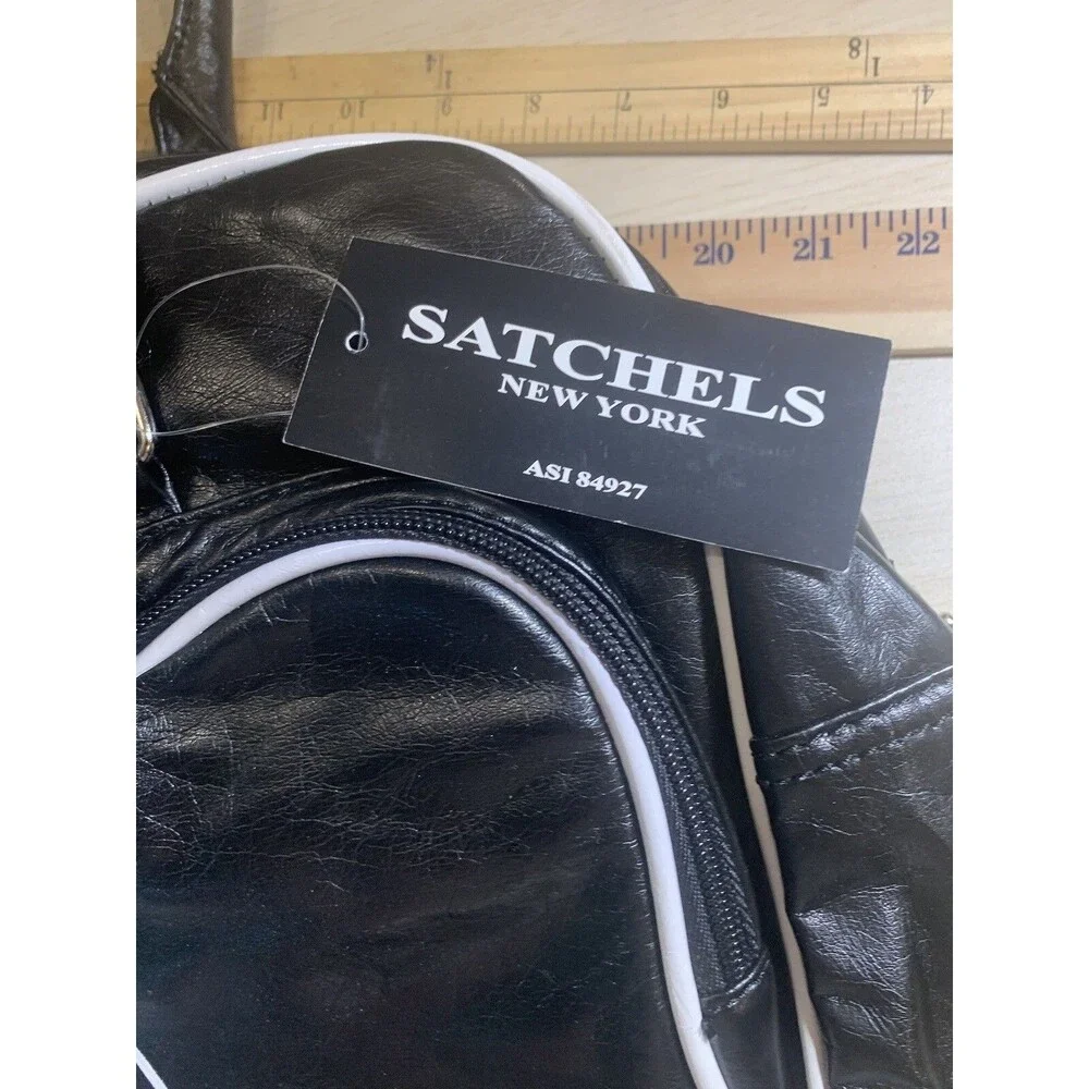 Satchels new york Waste Management Black & White Logo Duffle Bag
